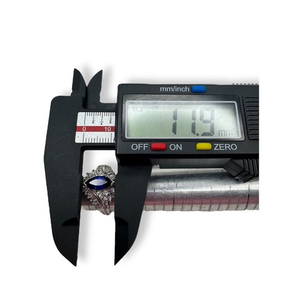 Sterling Silver Ring Blue White Sapphire Size 7.25 - Picture 9 of 11